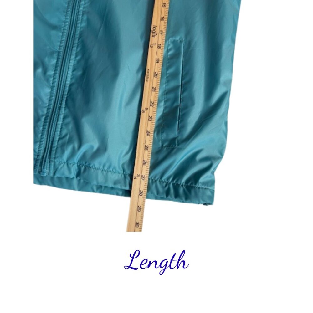 Totes Teal Zip Jacket Medium Removable Hood Lightweight - Picture 8 of 10